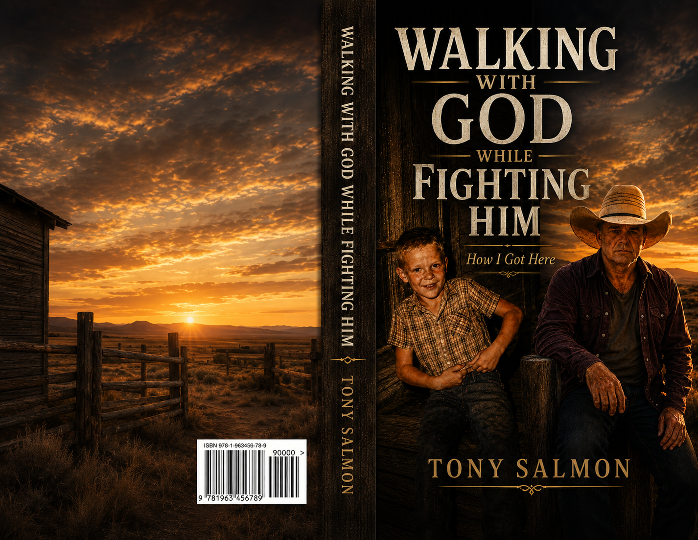 Full book cover wraparound for Walking With God While Fighting Him by Tony Salmon
