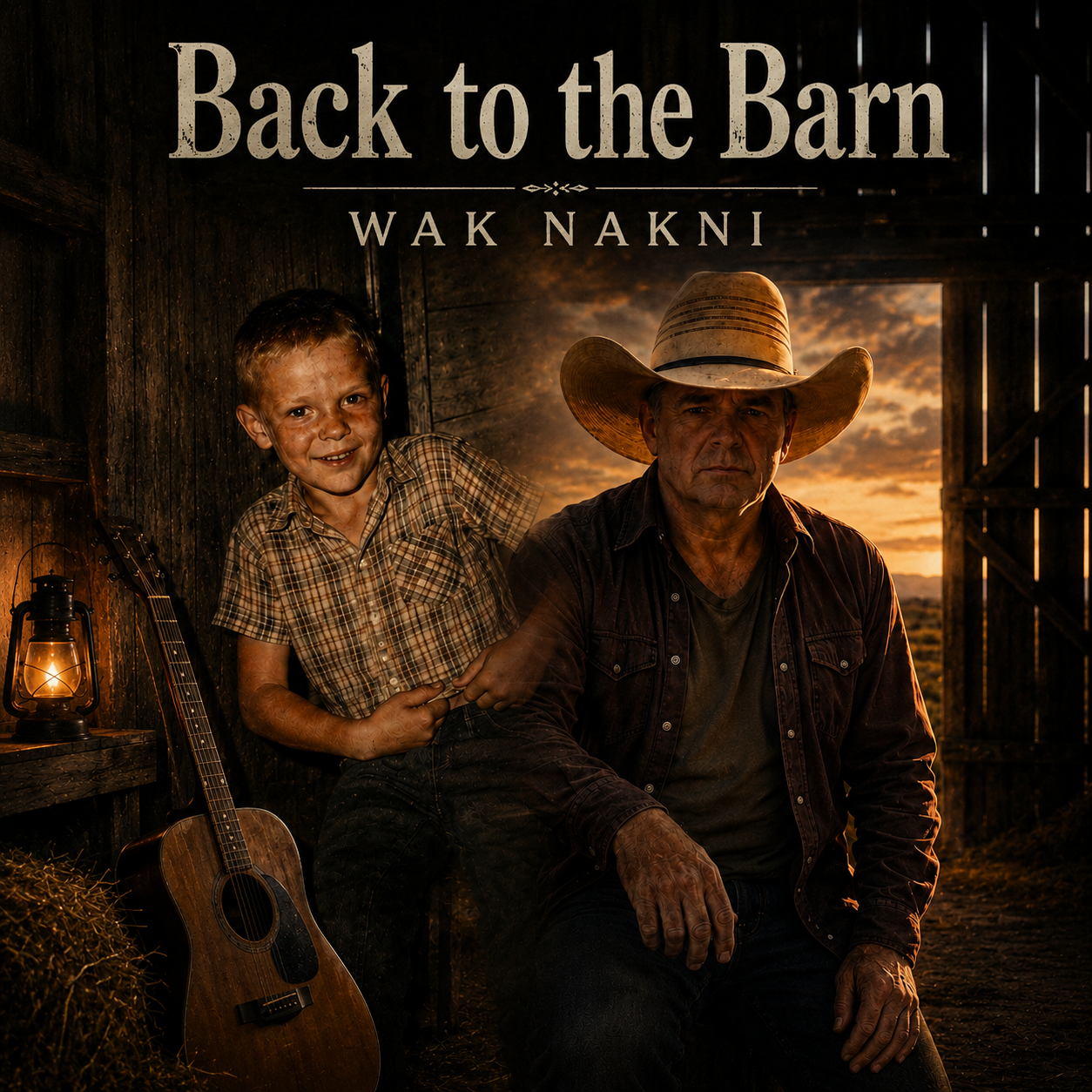 A barn scene with guitar and warm light for Wak Nakni